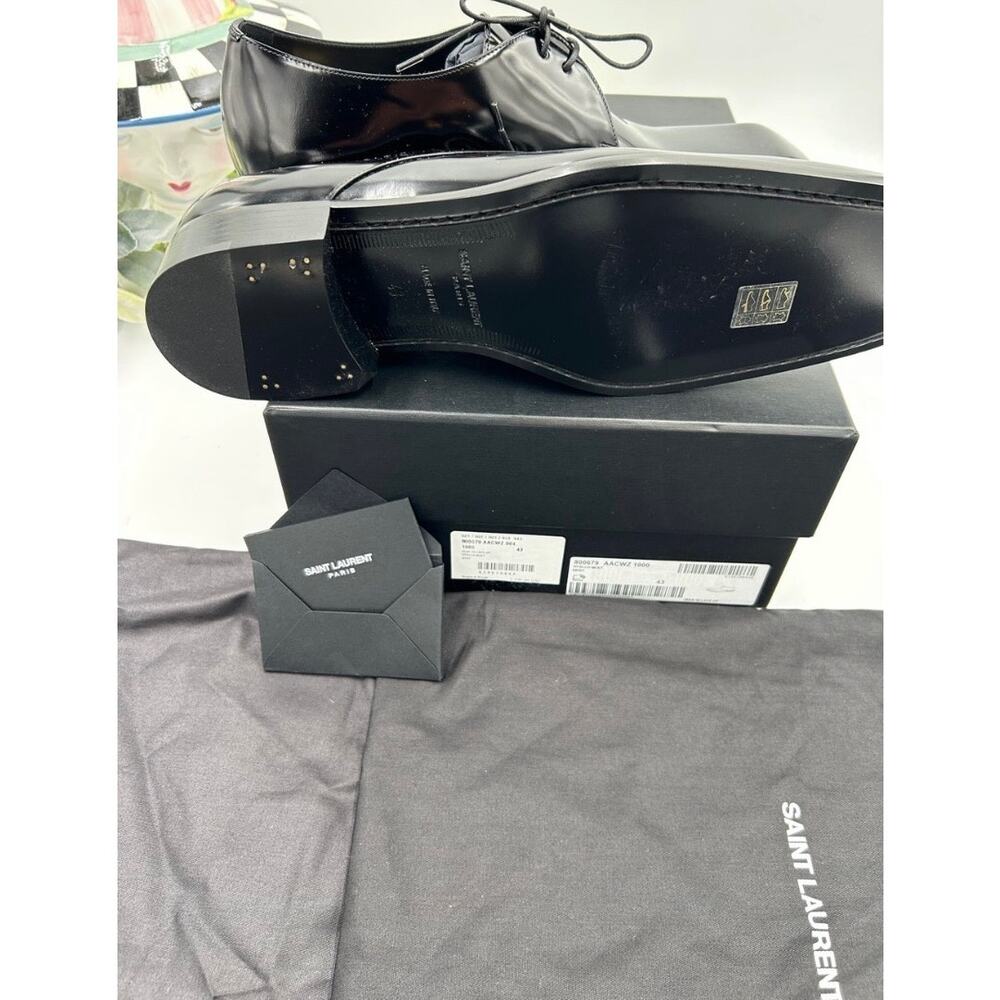 Men's Saint Laurent Jean black leather derby shoes, size 43 made in Italy - Picture 5 of 12
